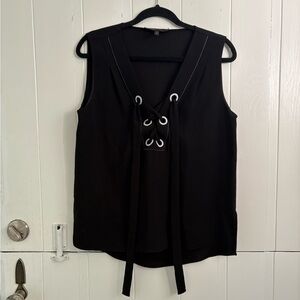 BCBG Black Sleeveless Lace-Up Top